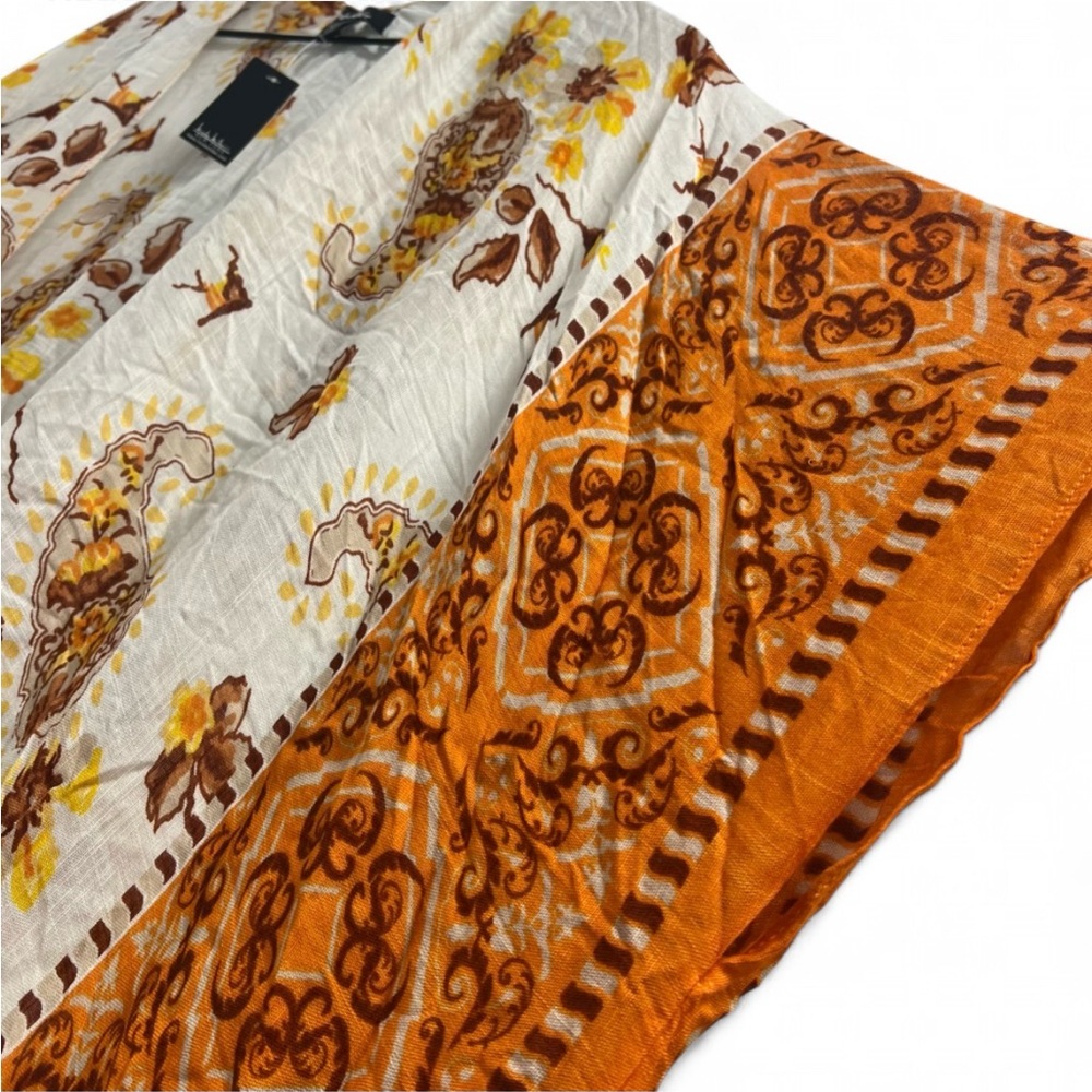 Nicole Miller New York Sheer Kimono Duster Orange Paisley Floral NWT One Size - Picture 7 of 7